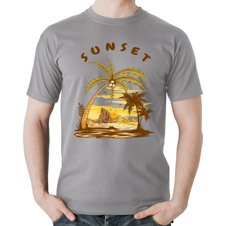 Camiseta Algodão Sunset Beach - Cinza