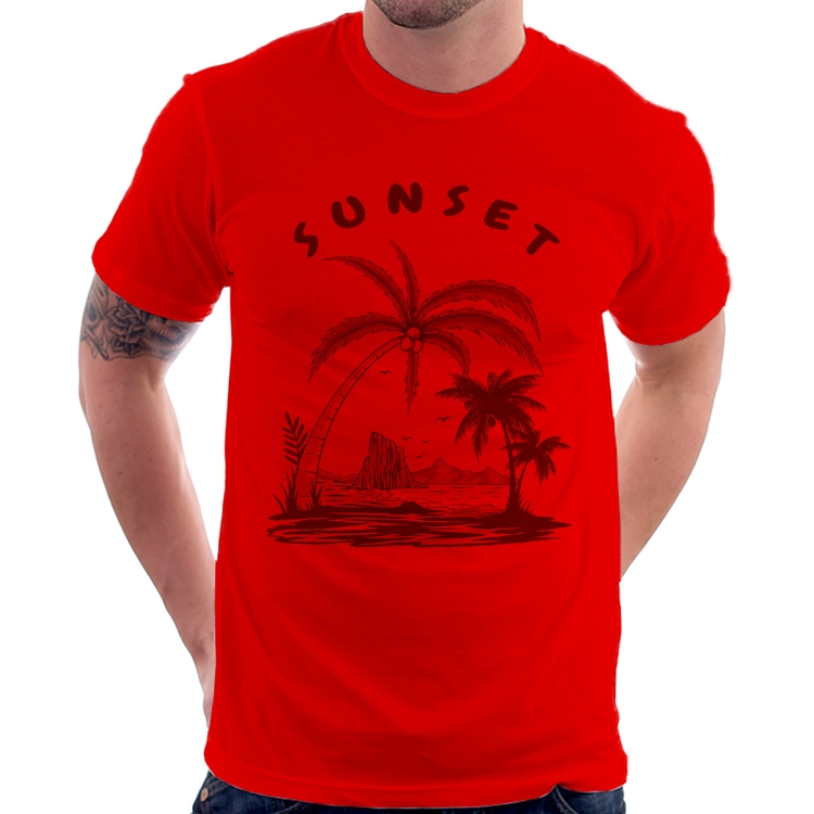 Camiseta Sunset Beach - Vermelha