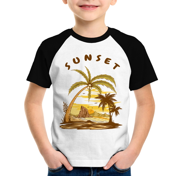 Camiseta Raglan Infantil Sunset Beach