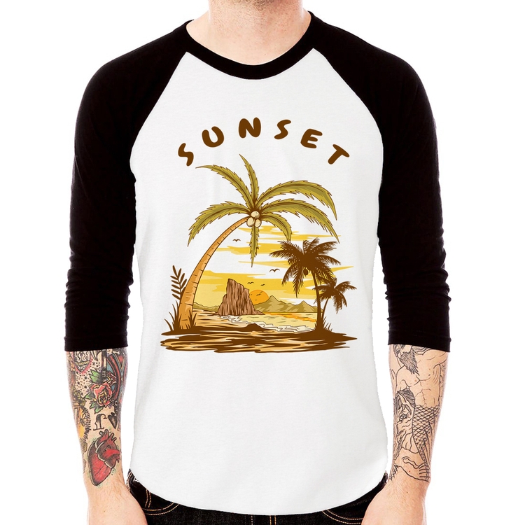 Camiseta Raglan Sunset Beach Manga 3/4