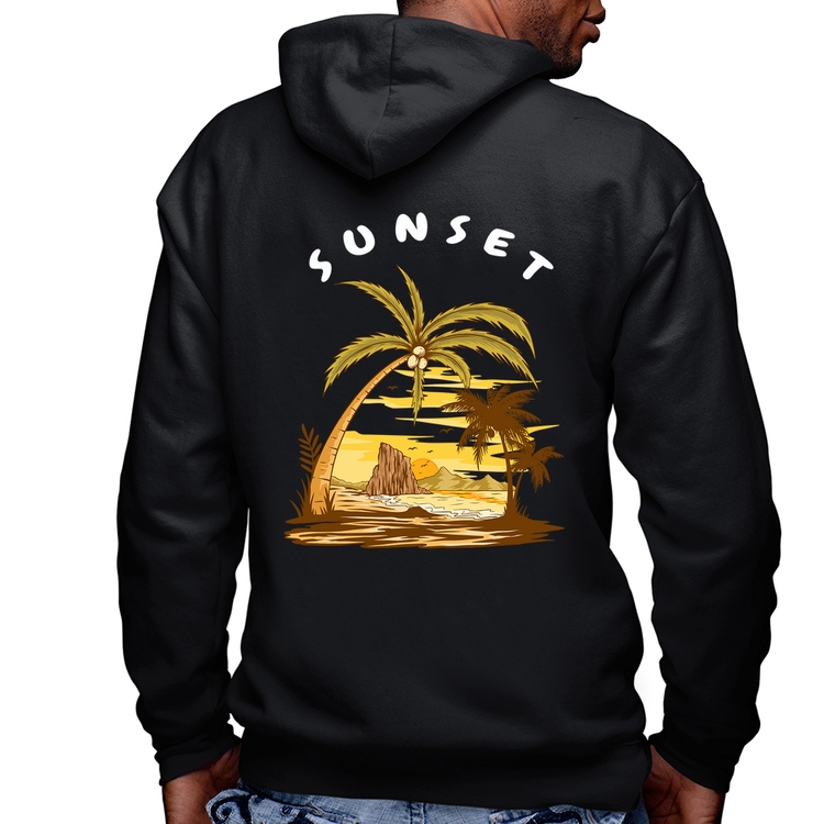 Blusa Moletom Sunset Beach Masculina com Capuz e Zíper
