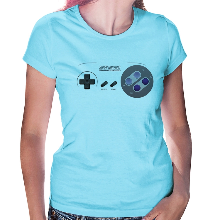 Baby Look Super Nintendo SNES Gamepad - Azul Bebê