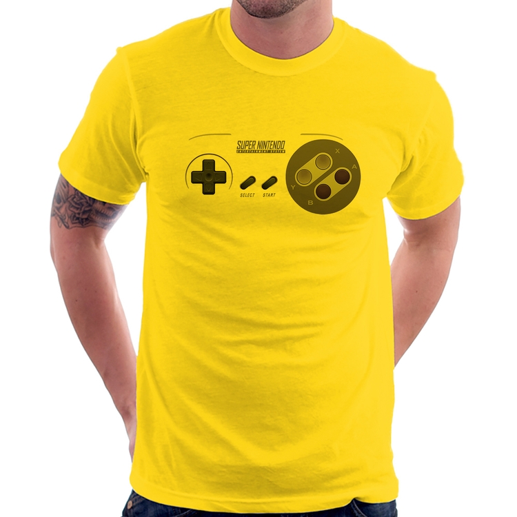 Camiseta Super Nintendo SNES Gamepad - Amarela