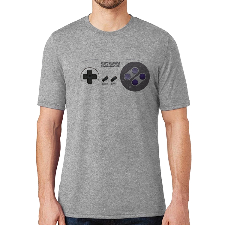 Camiseta Super Nintendo SNES Gamepad - Cinza