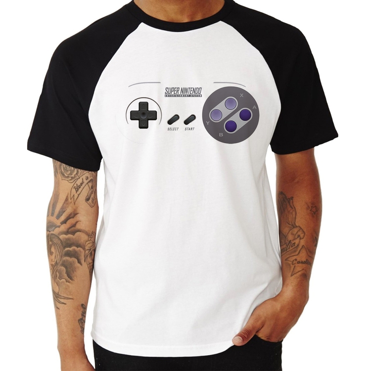 Camiseta Raglan Super Nintendo SNES Gamepad