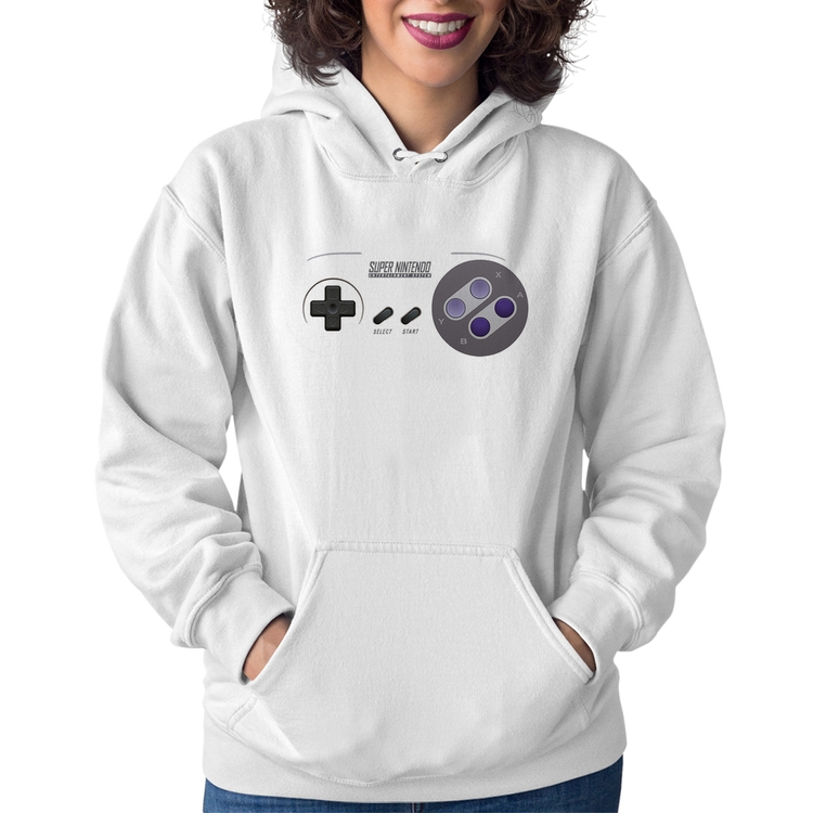 Moletom Feminino Super Nintendo SNES Gamepad - Branco