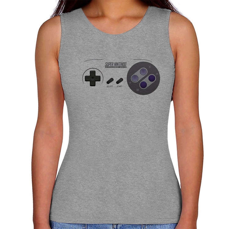 Regata Feminina Super Nintendo SNES Gamepad - Cinza