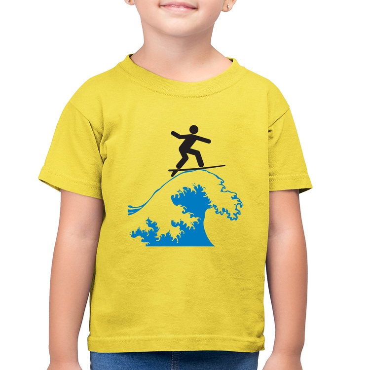 Camiseta Algodão Infantil Surfista - Amarelo Canário