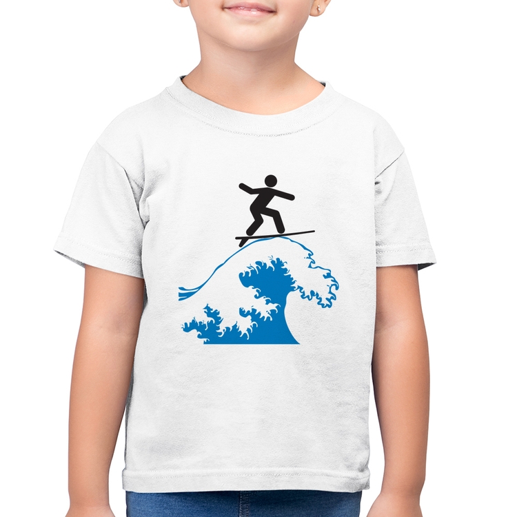 Camiseta Algodão Infantil Surfista - Branca