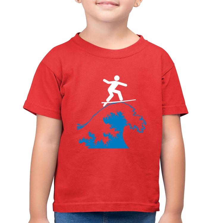 Camiseta Algodão Infantil Surfista - Vermelha