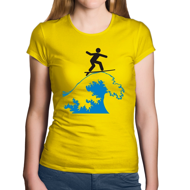 Baby Look Algodão Surfista - Amarela