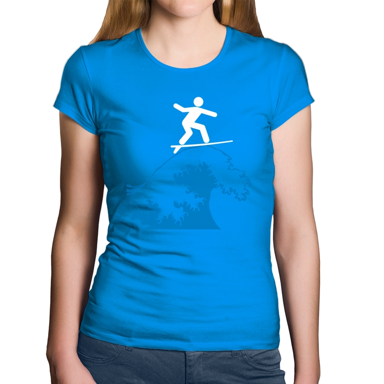 Baby Look Algodão Surfista - Azul