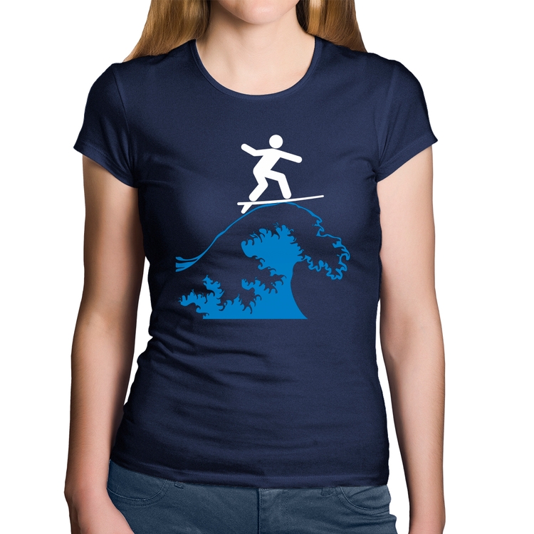 Baby Look Algodão Surfista - Marinho