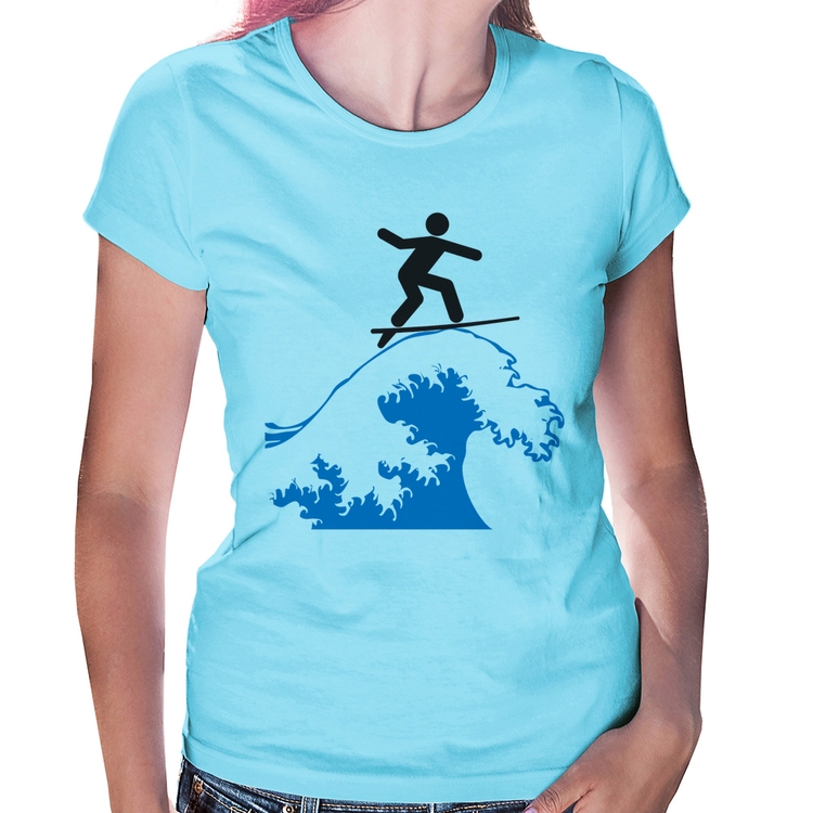 Baby Look Surfista - Azul Bebê