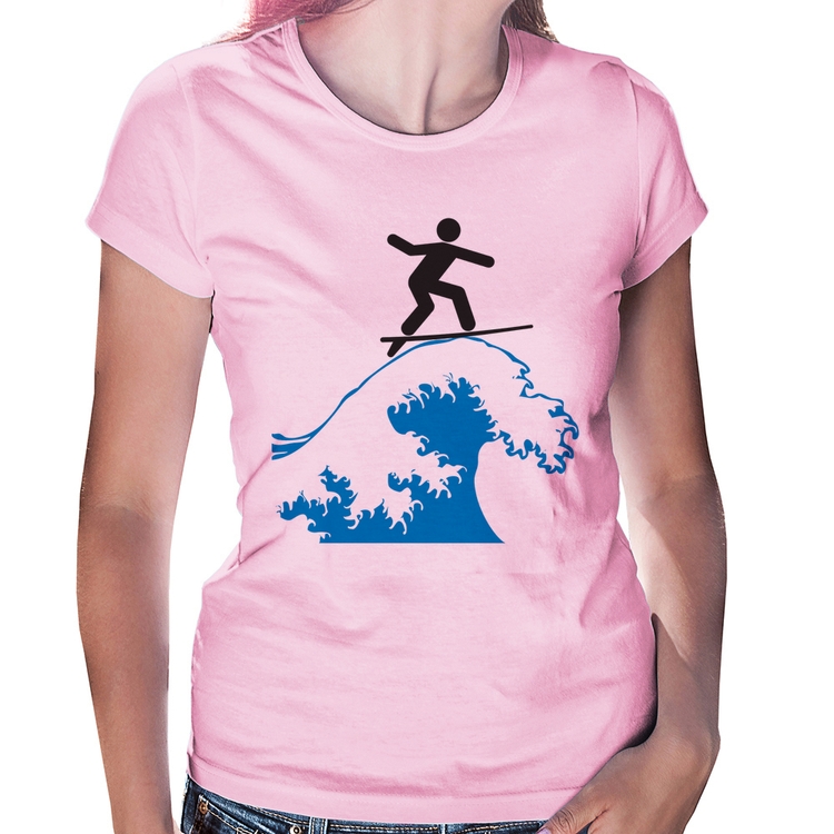 Baby Look Surfista - Rosa Bebê