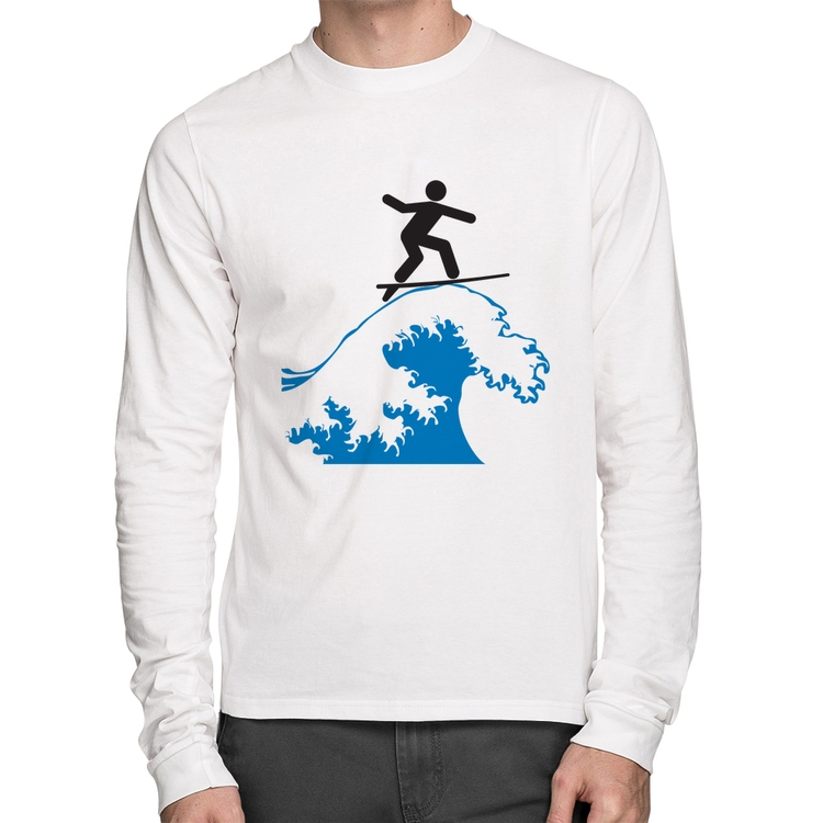 Camiseta Algodão Surfista Manga Longa - Branca