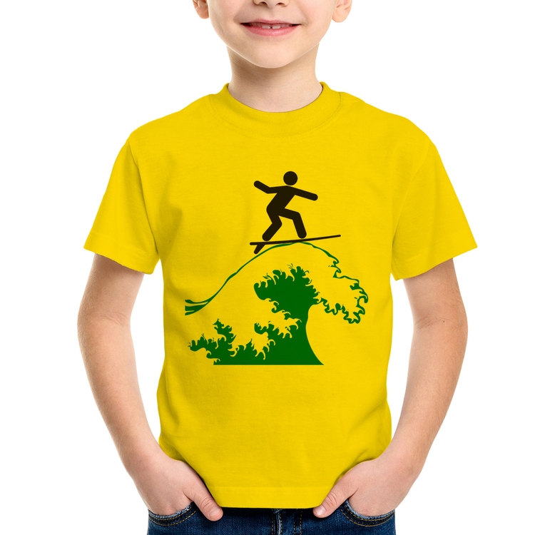 Camiseta Infantil Surfista - Amarela