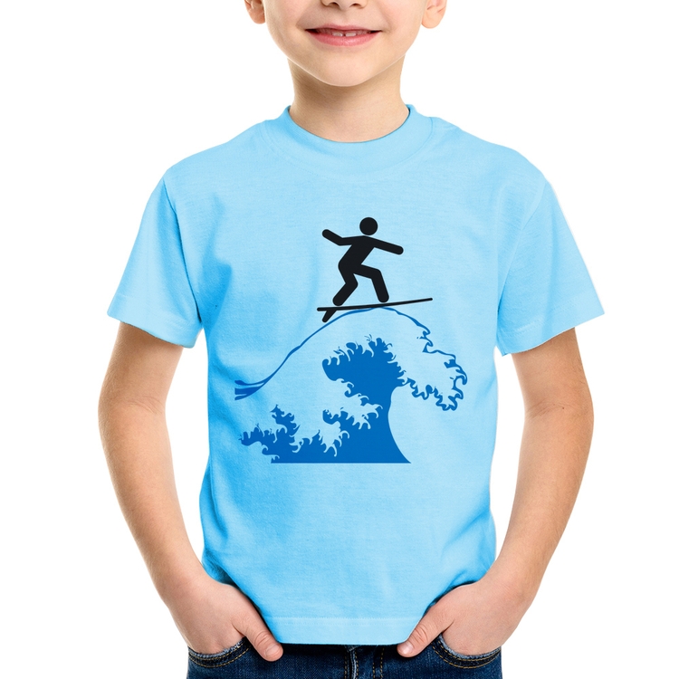 Camiseta Infantil Surfista - Azul Bebê