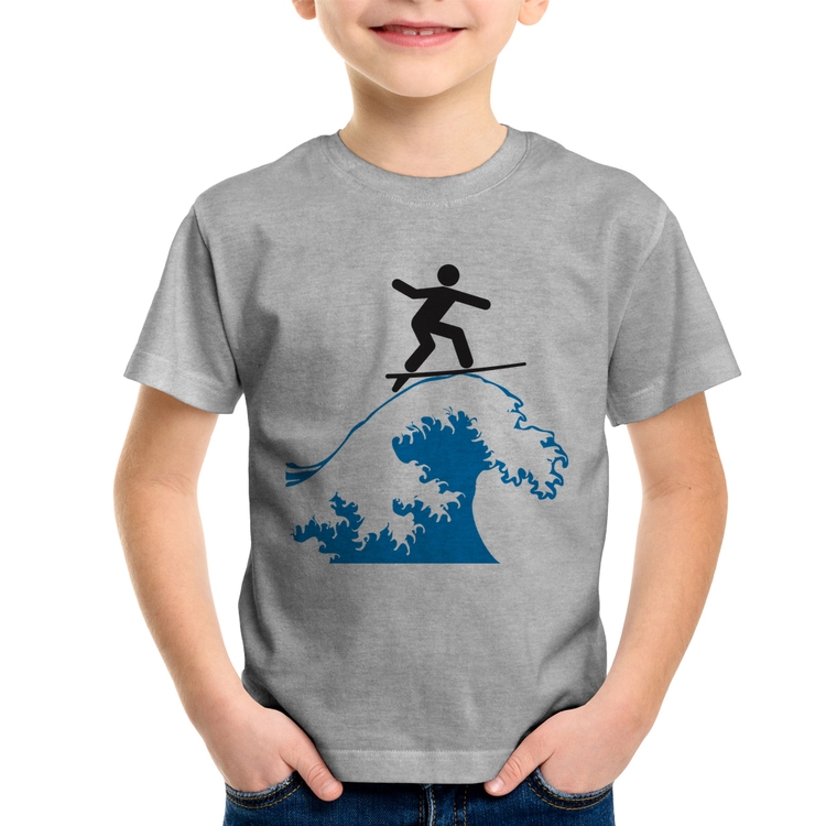 Camiseta Infantil Surfista - Cinza
