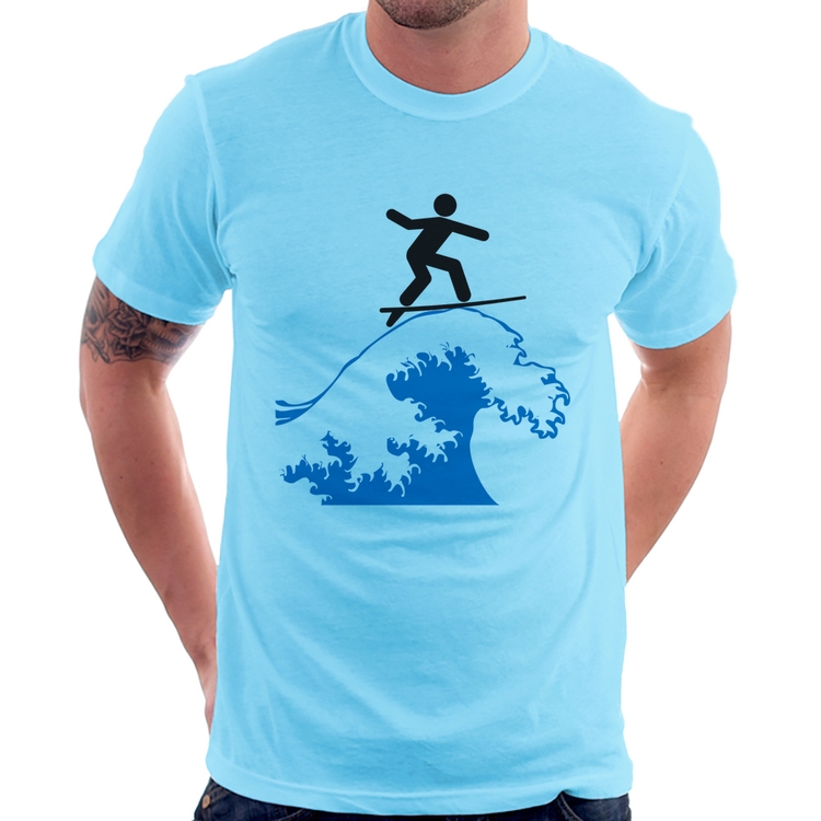 Camiseta Surfista - Azul Bebê