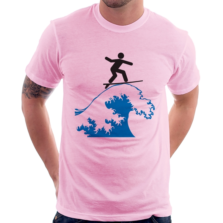 Camiseta Surfista - Rosa Bebê