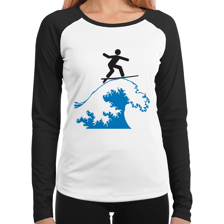 Baby Look Raglan Surfista Manga Longa