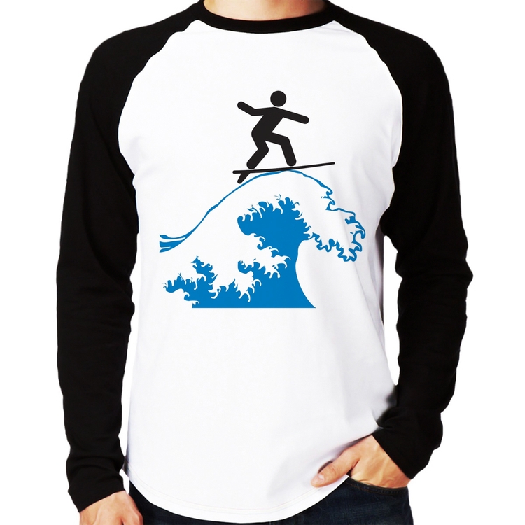 Camiseta Raglan Surfista Manga Longa