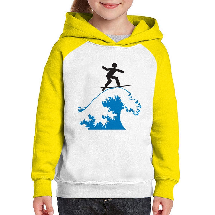 Moletom Infantil Surfista - Branco/Amarelo