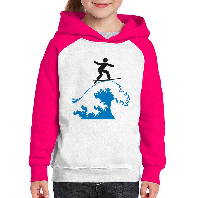 Moletom Infantil Surfista - Branco/Rosa