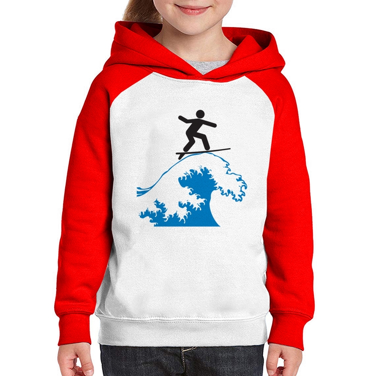 Moletom Infantil Surfista - Branco/Vermelho
