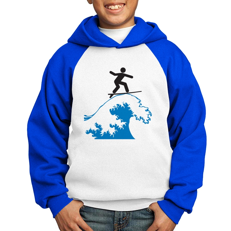 Moletom Infantil Surfista - Branco/Azul