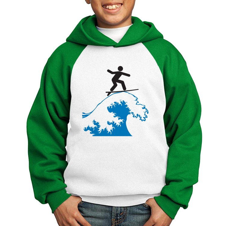 Moletom Infantil Surfista - Branco/Verde