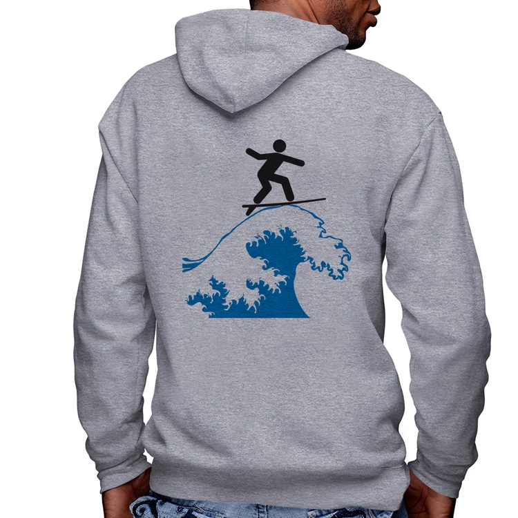 Blusa Moletom Surfista Masculina com Capuz e Zíper - Mescla