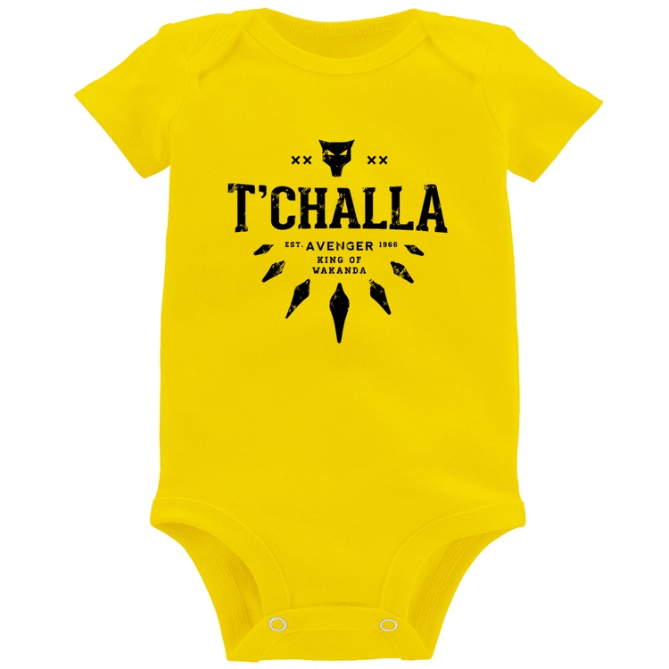 Body Bebê T'Challa King of Wakanda - Amarelo