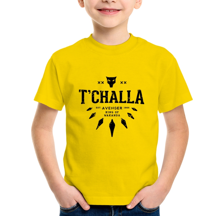 Camiseta Infantil T'Challa King of Wakanda - Amarela