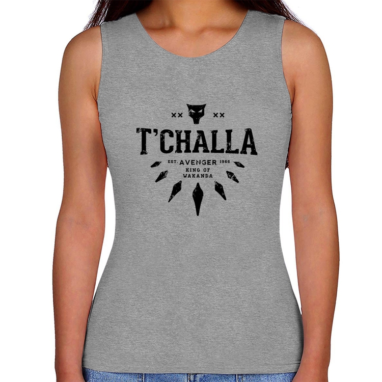 Regata Feminina T'Challa King of Wakanda - Cinza