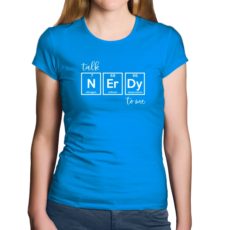 Baby Look Algodão Talk Nerdy To Me - Azul