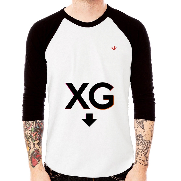 Camiseta Raglan Tamanho XG Manga 3/4
