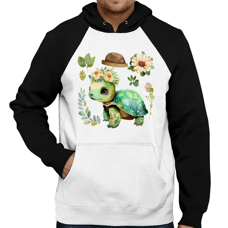 Moletom Tartaruga, flores e chapéu