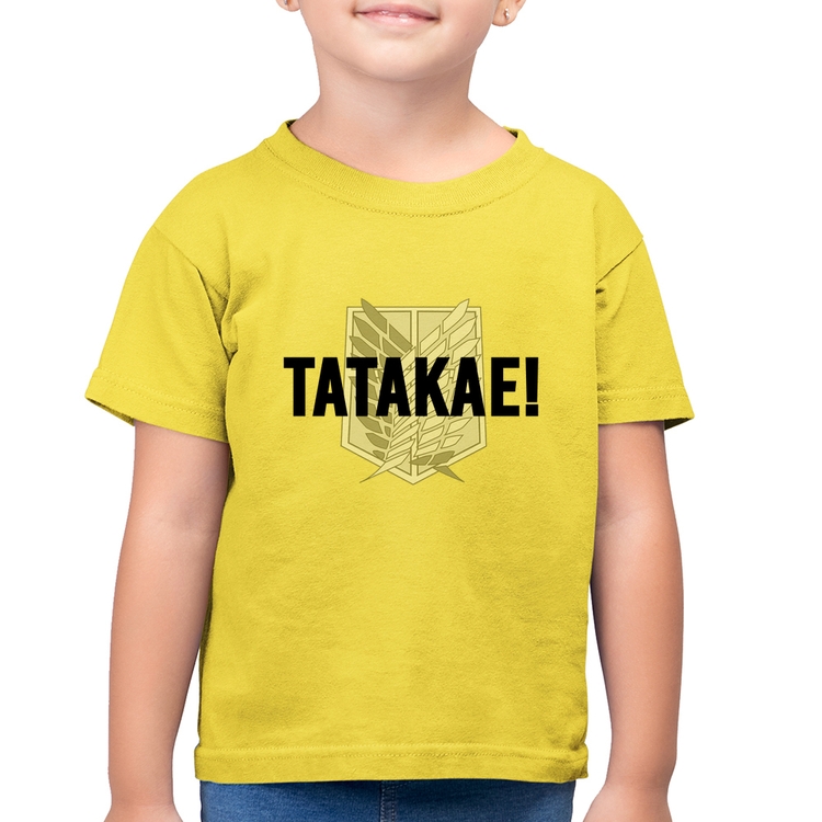 Camiseta Algodão Infantil Tatakae! - Amarelo Canário