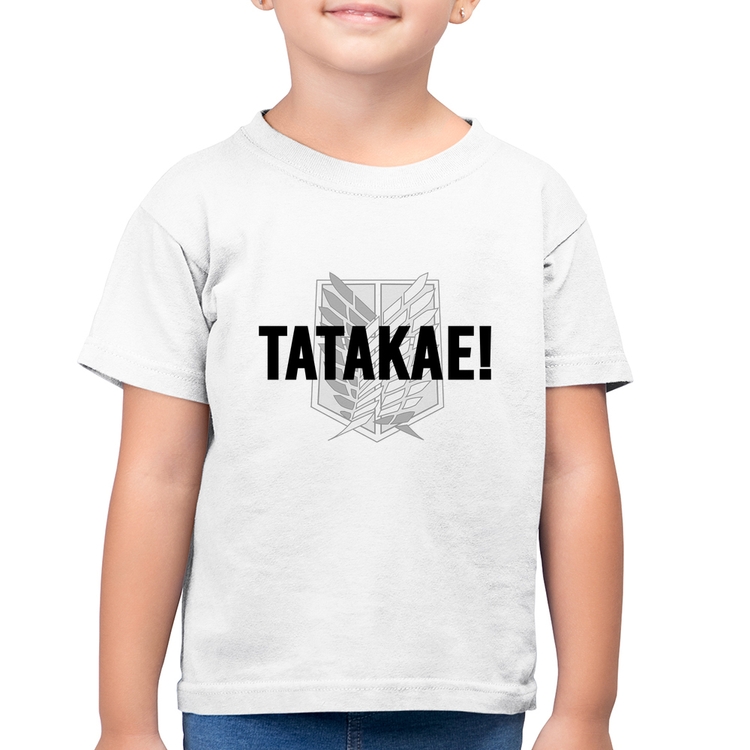 Camiseta Algodão Infantil Tatakae! - Branca