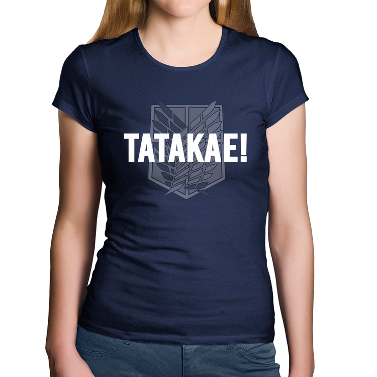 Baby Look Algodão Tatakae! - Marinho