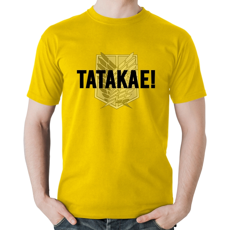 Camiseta Algodão Tatakae! - Amarela