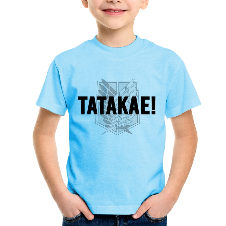 Camiseta Infantil Tatakae! - Azul Bebê
