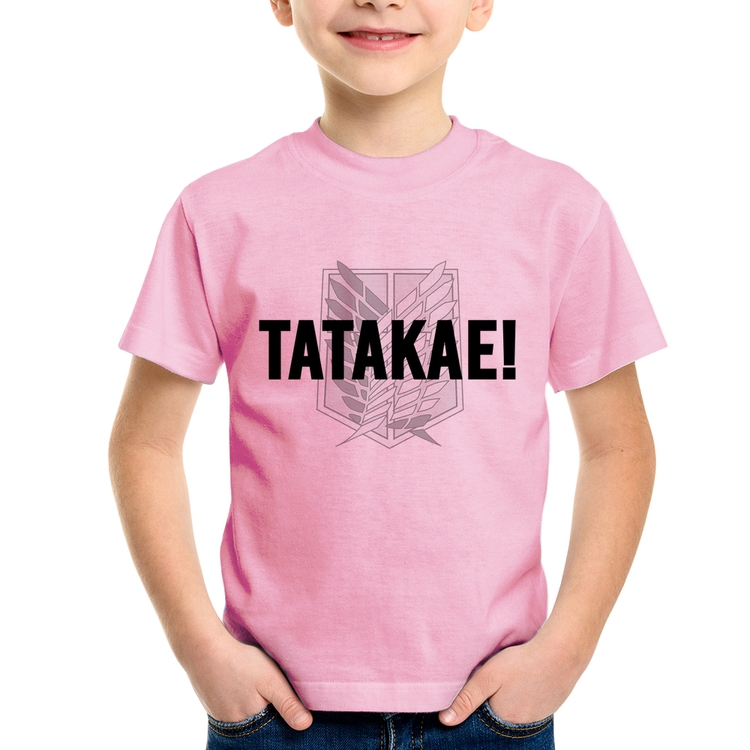 Camiseta Infantil Tatakae! - Rosa Bebê
