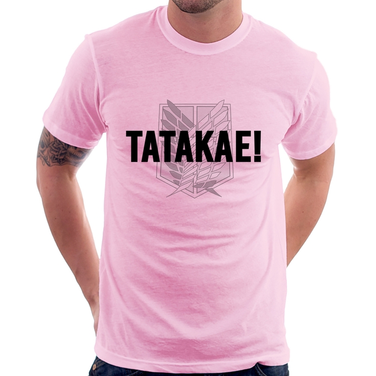 Camiseta Tatakae! - Rosa Bebê