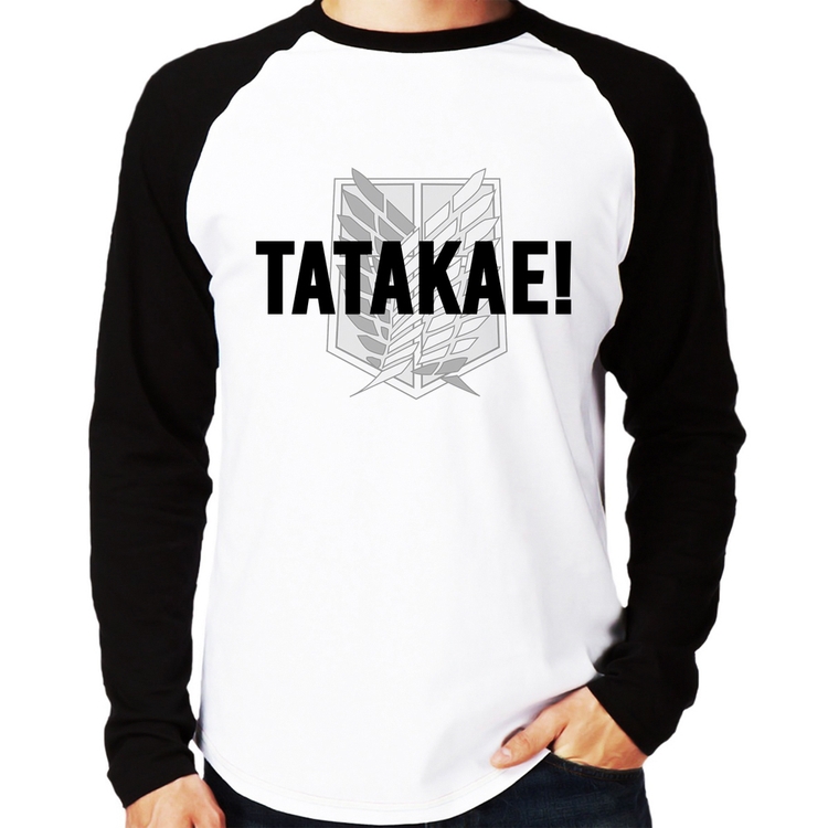 Camiseta Raglan Tatakae! Manga Longa