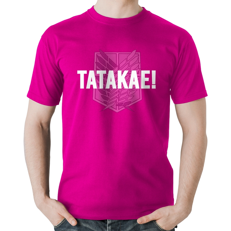Camiseta Algodão Tatakae! - Rosa