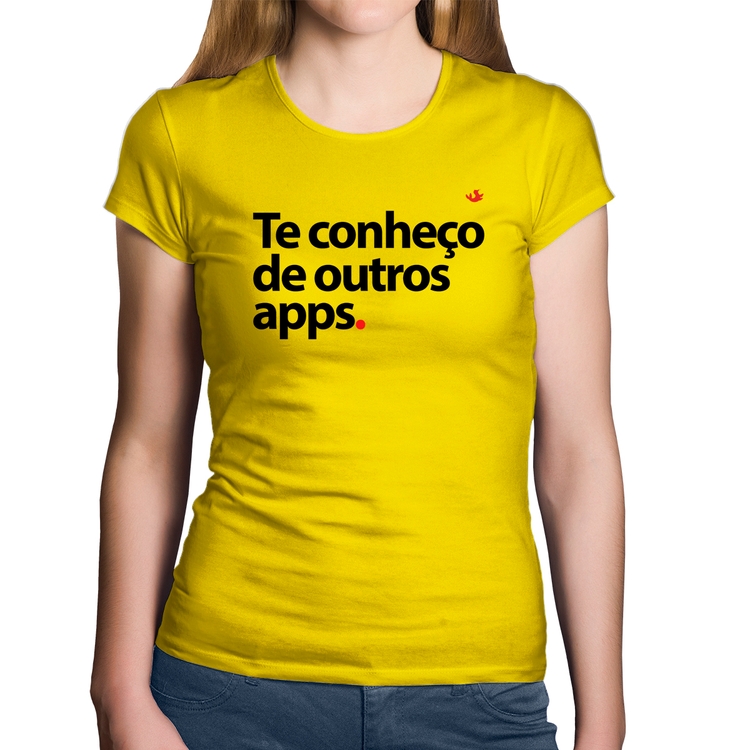 Baby Look Algodão Te conheço de outros apps - Amarela