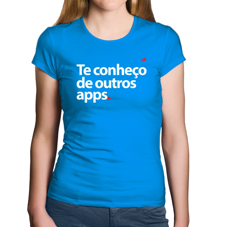 Baby Look Algodão Te conheço de outros apps - Azul